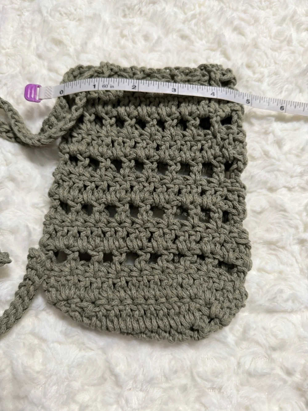 Handmade Crocheted cell phone Bag in Olive Green 4.5x5 NEW made by me!